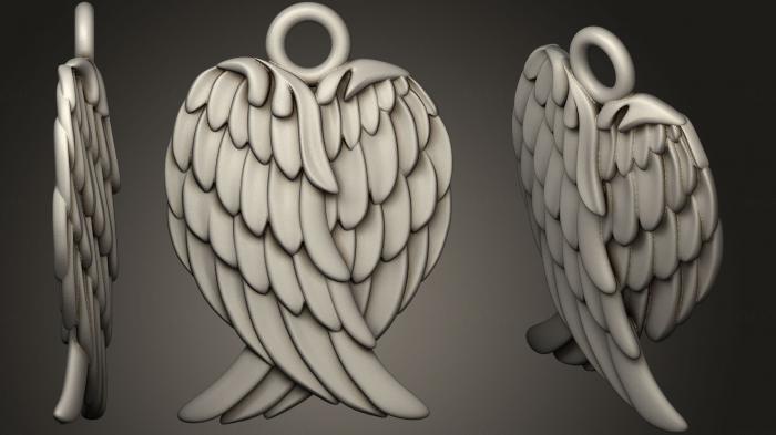 نموذج ثلاثي الأبعاد لآلة CNC مجوهرات قلادة أجنحة الملاك